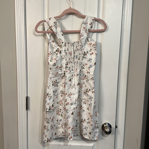 Reformation Sanford Linen Dress Size 4 White Floral - Picture 5 of 10
